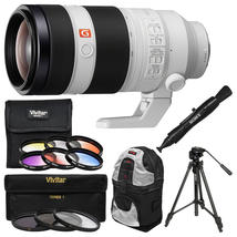 Sony Alpha E-Mount FE 100-400mm f/4.5-5.6 GM OSS Zoom Lens with Backpack + Tripod + 3 UV/CPL/ND8 & 6 Color Filters + Kit