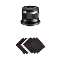 Olympus M.ZUIKO Digital ED 45mm F1.8 (Black) Lens for Olympus and Panasonic Micro 4/3 Cameras w/ AmazonBasics Microfiber Cloths