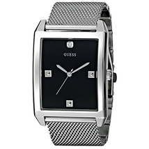 Đồng hồ GUESS Men's U0279G1 Dressy Silver-Tone Watch with Black Dial and Mesh Deployment Buckle