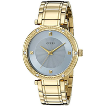 Đồng hồ GUESS Women's U0695L2 Dressy Gold-Tone Watch with Diamond Accent and Sky Blue Dial