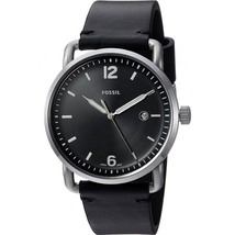 Đồng hồ Fossil The Commuter Three-Hand Date Black Leather Watch