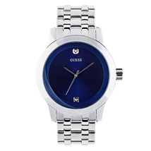 Đồng hồ GUESS Factory Men's Blue and Silver-Tone Diamond Dress Watch, NS