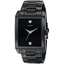 Đồng hồ GUESS Men's U12557G1 Classic Black IP Rectangular Diamond Accented Watch