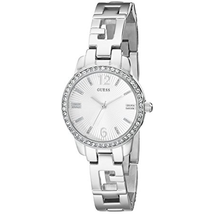 Đồng hồ GUESS Women's U0568L1 Iconci Silver-Tone Logo Watch with Genuine Crystals & Self-Adjustable Links