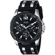 Đồng hồ GUESS Men's Stainless Steel Casual Silicone Watch, Color Silver-Tone/Black (Model: U0366G1)