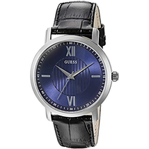 Đồng hồ GUESS Men's U0793G2 Diamond Dial Watch with Blue Dial on Black Genuine Leather Strap