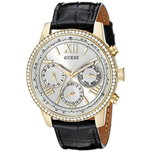 Đồng hồ GUESS Women's U0643L2 Classic Black & Gold-Tone Multi-Function Watch with Genuine Crystals