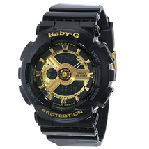 Đồng hồ Casio Women's BA-110-1ACR Baby-G Goldtone Analog-Digital Display and Black Resin Strap Watch