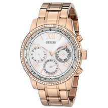 Đồng hồ GUESS Women's U0559L3 Sporty Rose Gold-Tone Stainless Steel Watch with Multi-function Dial and Pilot Buckle