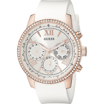 Đồng hồ GUESS Women's Stainless Steel Classic Silicone Watch, Color:Rose Gold-Tone/White (Model: U0616L1)
