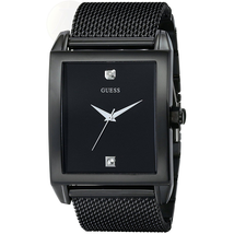 Đồng hồ GUESS Men's Stainless Steel Diamond Dial Watch, Color: Black (Model: U0298G1)