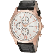 Đồng hồ GUESS Men's U0876G2 Dressy Stainless Steel Multi-Function Watch with Chronograph Dial and Genuine Leather Strap Buckle