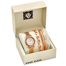 Anne Klein Blush Mother of Pearl Crystal Dial Ladies Watch Set AK/3400BHST