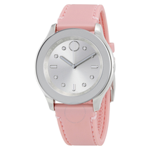 Movado Bold Silver Dial Pink Silicone Ladies Watch 3600414