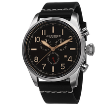 Akribos XXIV Chronograph Black Dial Leather Men's Watch AK705SSB