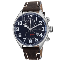 Akribos XXIV Chronograph Blue Dial Brown Leather Men's  Watch AK706BU