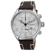 Akribos XXIV Essential  Chronograph White Dial Brown Leather Men's Watch AK706BR