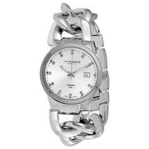 Akribos XXIV Impeccable Diamond Swiss Quartz Twist Chain Bracelet Ladies Watch AK608SS