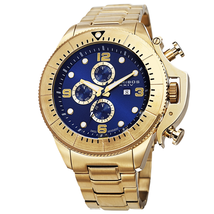Akribos XXIV Multi-Function Glossy Blue Dial Gold-tone Stainless Steel Men's Watch AK724YG