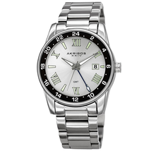Akribos XXIV GMT Silver-tone Dial Men's Watch AK1055SS