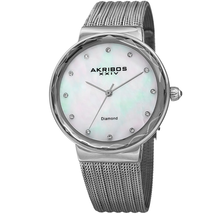 Akribos XXIV Diamond White Dial Ladies Watch AK1009SS
