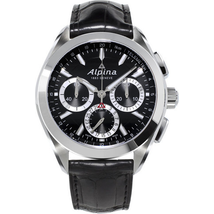 Alpina Alpiner 4 Flyback Chronograph Black Dial Leather Strap Men's Watch AL-760BS5AQ6