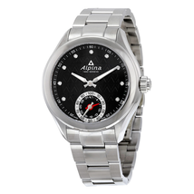 Alpina Horological Smartwatch Black Guilloche Dial Stainless Steel Case Ladies Quartz Watch AL-285BTD3C6B