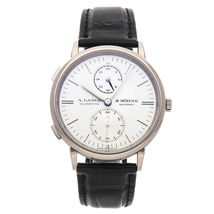 A. Lange & Sohne Saxonia Dual Time Silver Dial 18K White Gold Men's Watch 386.026