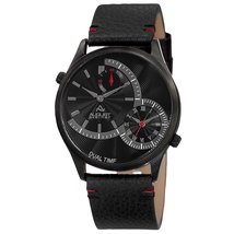 August Steiner Men's Japanese Quartz Dual-Time Leather Strap Watch AS8167BK