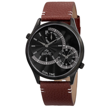 August Steiner Men's Japanese Quartz Dual-Time Leather Strap Watch AS8167BKBR