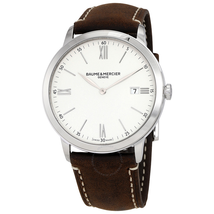 Baume et Mercier Classima White Dial Brown Leather Men's Watch 10389