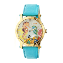 Bertha Morgan Mother of Pearl Dial Turquoise Leather Ladies Watch BR4203