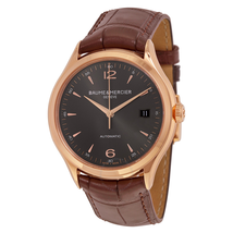 Baume et Mercier Baume And Mercier Clifton Grey Dial 18kt Rose Gold Brown Leather Men's Watch 10059