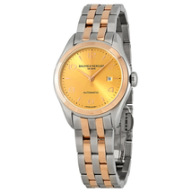 Baume et Mercier Clifton Automatic Gold Dial Ladies Steel and 18k Rose Gold Watch M0 A10351