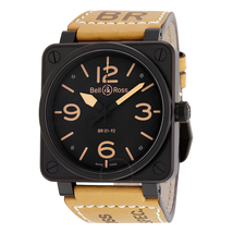 Bell and Ross Heritage Black Dial Tan Leather Men's Watch BR01-92-HERITAGE BR0192-BL-HERITAGE