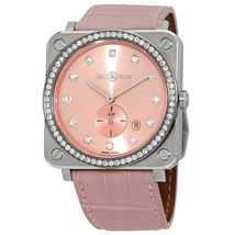 Bell and Ross Novarosa Quartz Diamond Pink Dial Ladies Watch BRS-PK-ST-LGD/SCR BRS-PK-ST-LGD/SCR