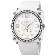 Bell and Ross White Diamond Dial Ladies Ceramic Watch BRS-WH-CES-LGD/SRB