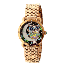 Bertha Ashley Owl and Moon Mother of Pearl Dial Gold-tone Steel Bracelet Ladies Watch GIOGFAL001