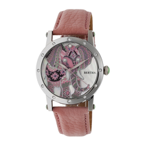 Bertha Betsy Mother of Pearl Elephant Dial Pink Leather Ladies Watch BTHBR5702