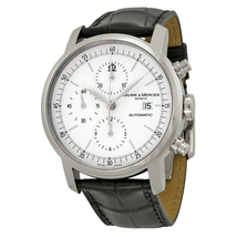 Baume et Mercier Classima Automatic Chronograph White Dial Black Leather Men's Watch 8591 MOA8591