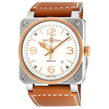 Bell and Ross Aviation Automatic Opaline Dial Steel and 18kt Rose Gold Men's Watch BR0392-ST-PG/SCA