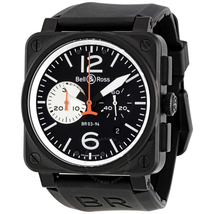 Bell and Ross Aviation Black and White Dial Chronograph Automatic Men's Watch -CA BR0394-BW