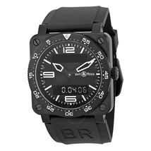 Bell and Ross Type Aviation Black Dial Black PVD Stainless Steel Black Rubber Men's Watch BR0392-AVIA-CA