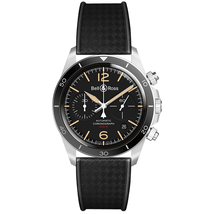 Bell and Ross Vintage V2-94 Aeronavale Chronograph Automatic Black Dial Men's Watch BRV294-HER-ST/SRB