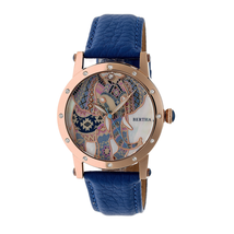 Bertha Betsy Mother of Pearl Elephant Dial Blue Leather Ladies Watch BTHBR5705