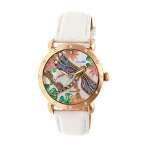 Bertha Jennifer Mother of Pearl Dragonfly Dial White Leather Ladies Watch BTHBR5005