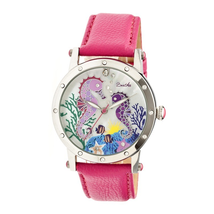 Bertha Morgan Mother of Pearl Dial Hot Pink Leather Ladies Watch BR4201