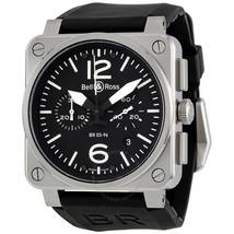Bell and Ross Aviation Black Dial Chronograph Automatic 42MM Men's Watch BR-03-94-STEEL BR0394-BL-ST