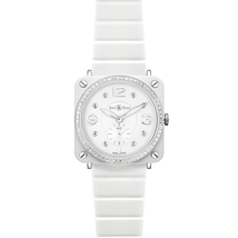 Bell and Ross Aviation White Ceramic Diamond Unisex Watch BRS-WHT-CERT-PHT BRS-WHT-CERT-PHT