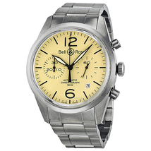 Bell and Ross Original Automatic Chronograph Beige Dial Men's Watch BR126-BEI-ST-SS BRV126-BEI-ST/SST